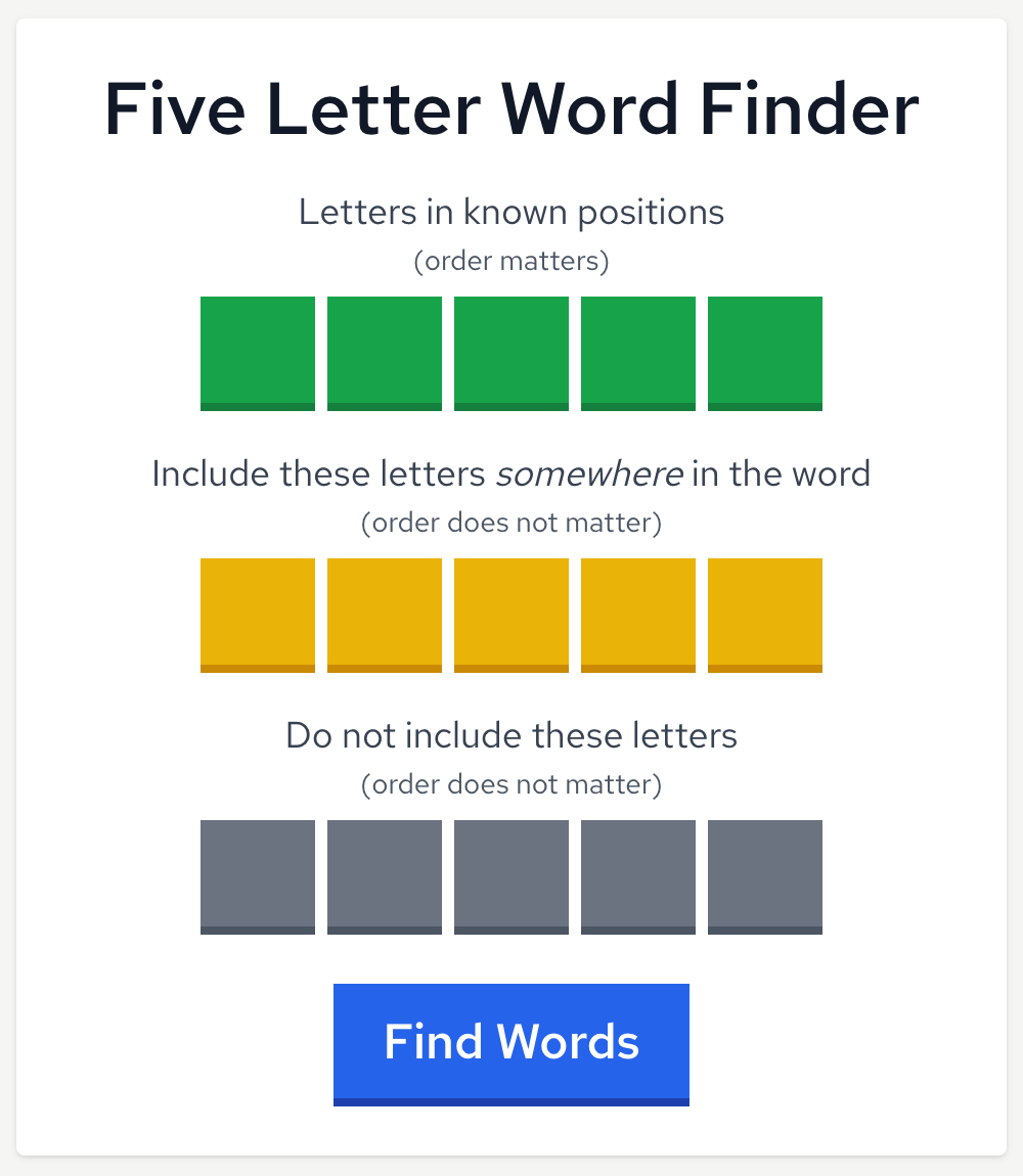 Five Letter Word Finder for Wordle  Wordle Solver